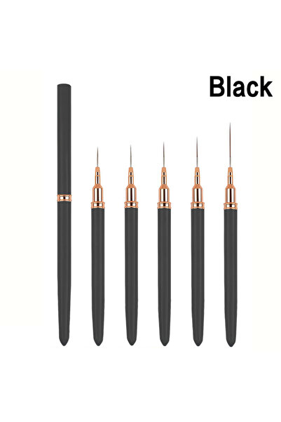 Choice فرشاة جل سوداء لرسم الأظافر، مقاسات 7/9/11/15/20 مم، 5 قطع/مجموعة، فرش...