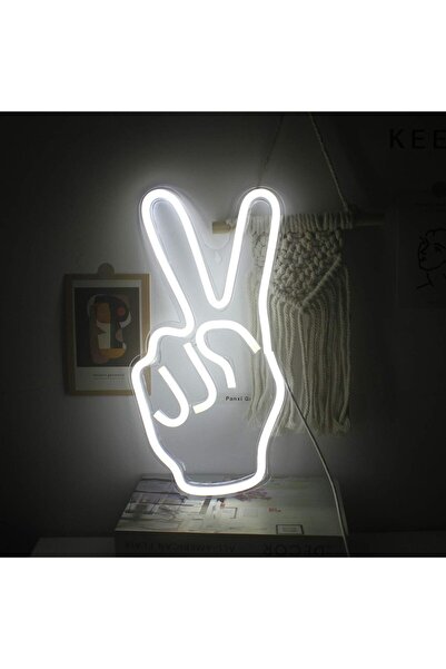 Slasa لافتة نيون أكريليك على شكل علامة السلام، قاعدة أكريليك، إضاءة LED بيضاء...