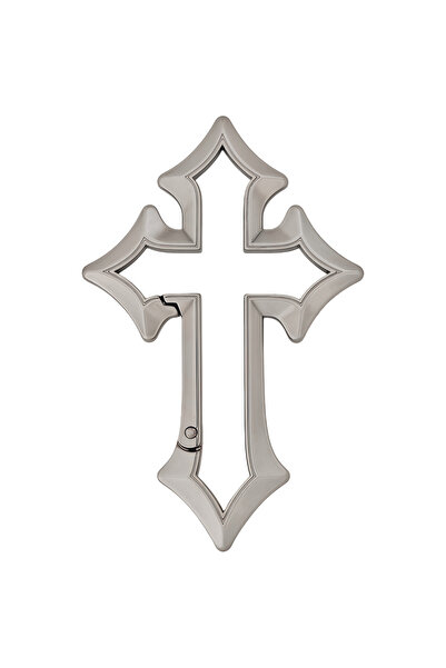 Choice Vintage Silvery Cross Keychain: Bright Silver & Antique Silver Irregul...