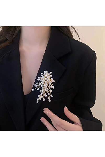 Choice بروش زهرة بشرابة من اللؤلؤ الذهبي اللون، دبوس صدر نسائي أنيق ومتعدد ال...