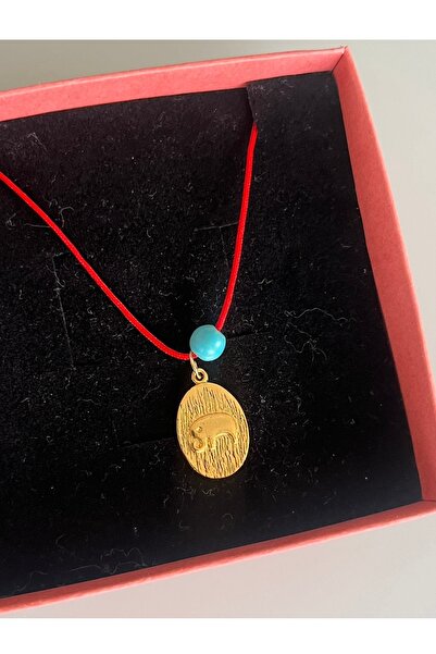 Hoop jewelery Adjustable Red String Turquoise Stone Elephant Plate Necklace