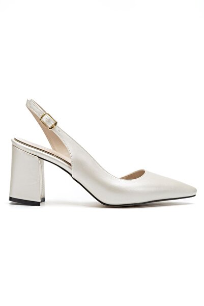 Hayalimdeki Ayakkabı Tonia White Skin Heeled Women's Shoes