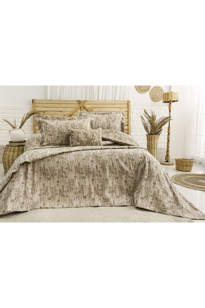Calantha Home Collection Valencia 4 Piece Double Bedspread Set Brown 240 X 26...