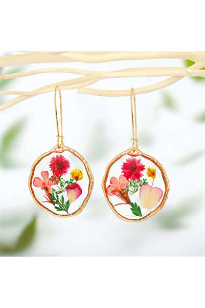 Choice flower earrings Z Colorful Dried Flower Earrings Real Floral Resin Epo...