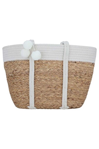 Generic Al Saif Gallery wicker thermos bag, 50 x 32 cm - white beige
