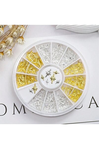 Choice علبة واحدة من زينة الأظافر المعدنية "ستارلايت" (مقاسان) - ذهبي، فضي، ن...