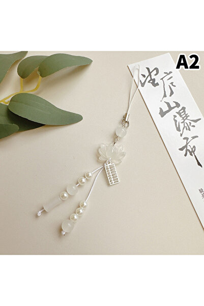 Choice A2 Lotus Flower Pendant Keychain Phone Chain Beads Decoration Chinese ...