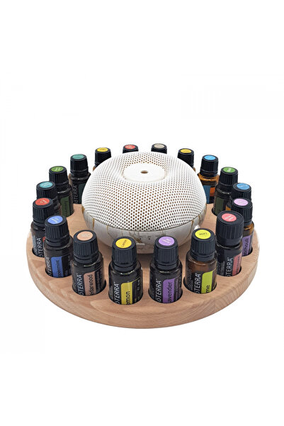 MAGIC DROPS Holder for 18 essential oils and diffuser - Magic Circle, beech w...