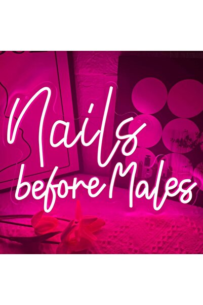 Slasa Nails Before Males Acrylic Neon Sign Acrylic Base Pink LED 29x43 cm