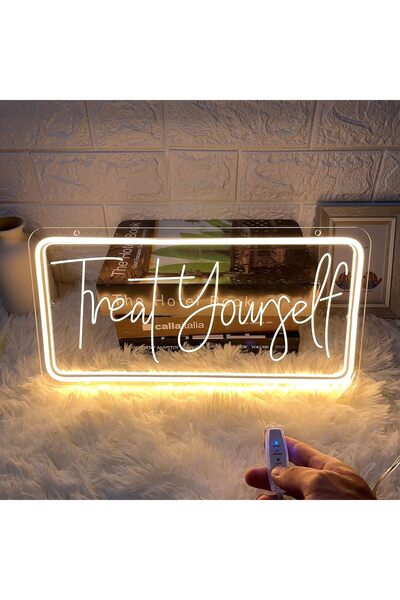 Slasa Treat Yourself Acrylic Neon Sign Acrylic Base Warm White LED 40x20 cm