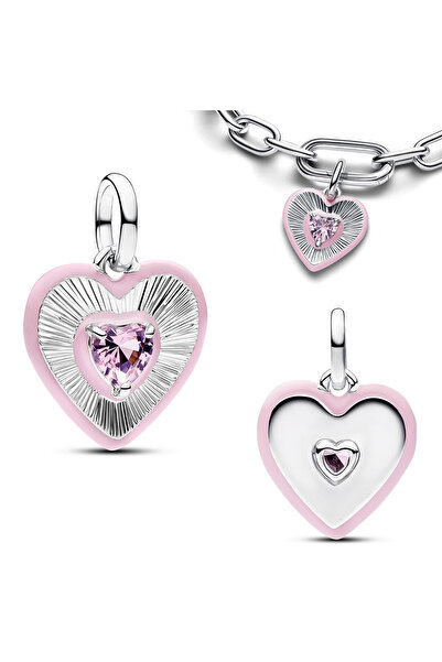 Choice AMC7330 925 Silver Heart Theme Charms Winged Heart Colorful Beads Rose...