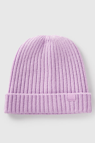 United Colors of Benetton Lila Erkek EK_Yün ve Viskoz Karışımlı Logo Etiketli...