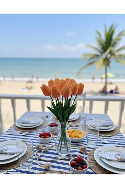ENRUFLORA Yapay 8'li Yavru Ağzı Renkli Lale Çiçeği Ev Salon Balkon Bahçe Deko...