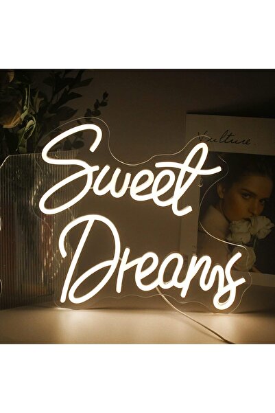 Slasa لوحة نيون أكريليك "أحلام سعيدة" بقاعدة أكريليك وإضاءة LED بيضاء دافئة، ...