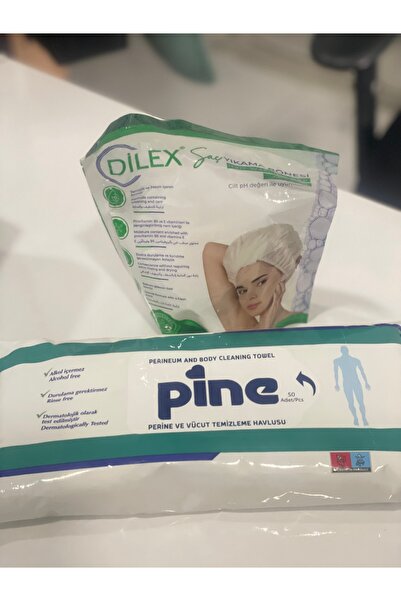 Pine Hasta vücut temizleme havlu ve saç yıkama bonesi