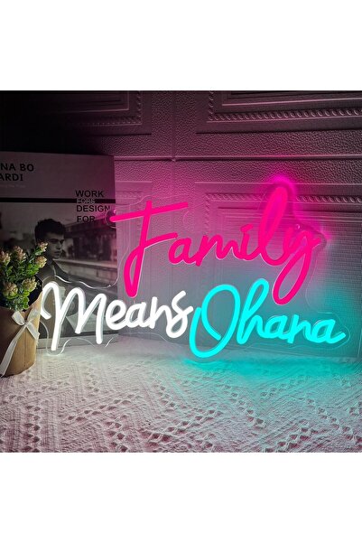 Slasa لوحة نيون أكريليك "العائلة تعني أوهانا" بقاعدة أكريليك وإضاءة LED متعدد...