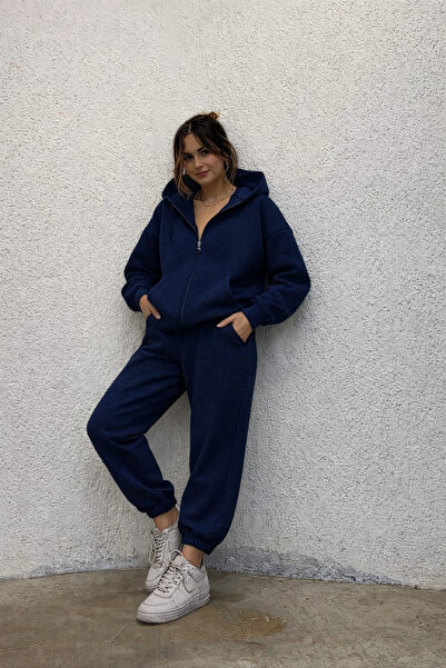 YAKAMEL Γυναικείο σετ χειμερινής φόρμας με φερμουάρ και κουκούλα, 3 κλωστών, ...