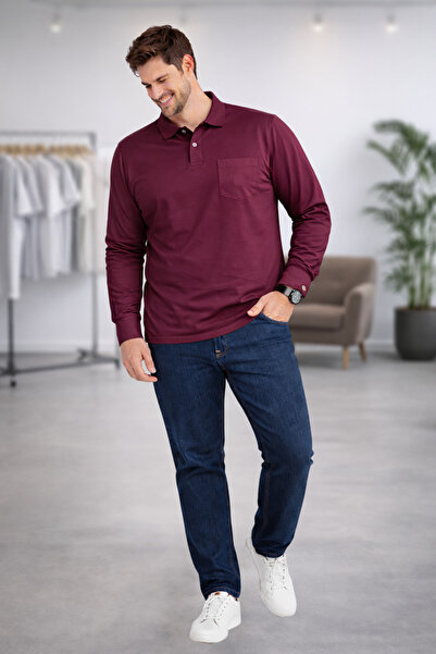 YAKAMEL Cămașă pentru bărbați, cu guler, din bumbac pieptănat, cu nasturi, mâ...