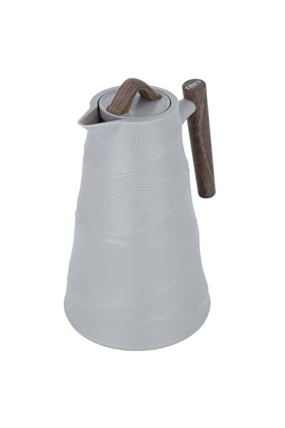 Glory ترمس، سعة 1 لتر، وعاء داخلي زجاجي، غلاف خارجي بلاستيكي - رمادي