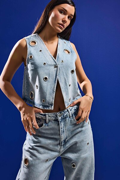 it's basic Дамско дънково яке в цвят 4s6-65, свободна кройка с детайли от отв...