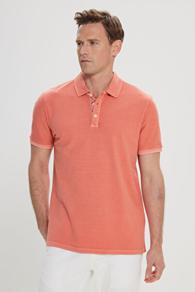 ALTINYILDIZ CLASSICS Men's Tile Slim Fit Slim Fit 100% Cotton Polo Neck T-Shirt