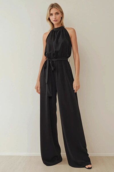 Hiccup Wide Leg Halter Neck Belted Stylish Jumpsuit