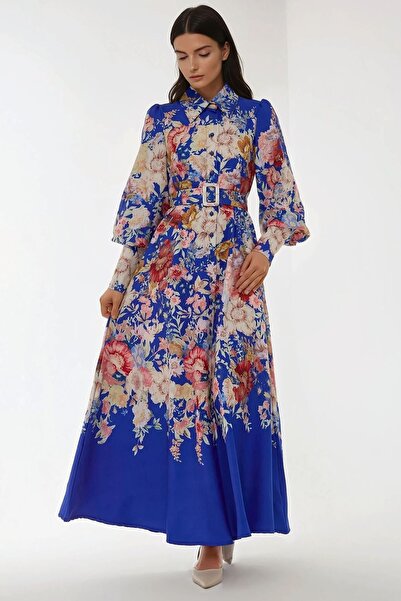 Hiccup Rochie maxi cu mânecă lungă și imprimeu și curea