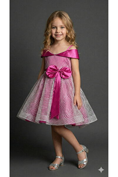 ay yılmaz Kız Çocuk Abiye Elbise Kurdeleli Payetli Fiyonklu Model