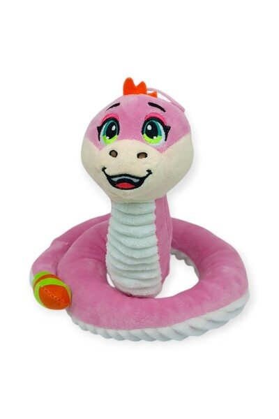 Vardem حيوانات محشوة لطيفة مقاس 35 سم - ثعبان وردي مزود بخشخيشة