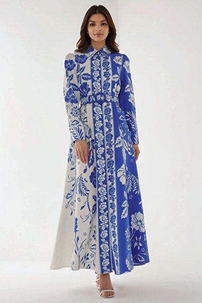 Hiccup Rochie maxi cu mânecă lungă și imprimeu și curea