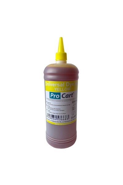 PROCART Universal Dye Yellow Ink, 1 Liter, for HP Canon Epson Brother