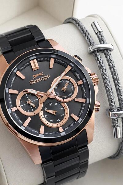 Slazenger Steel Cord Inner Functions Active 10 Atm Water Resistant Men's Wris...