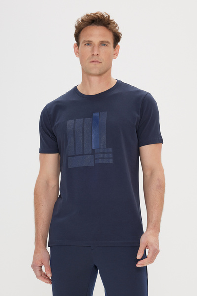 ALTINYILDIZ CLASSICS Ανδρικό μπλουζάκι με λαιμόκοψη με τύπωμα από βαμβακερό ε...