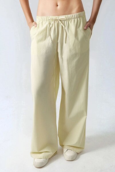 Hiccup Beli Lastikli Çizgili Pamuklu Pantolon