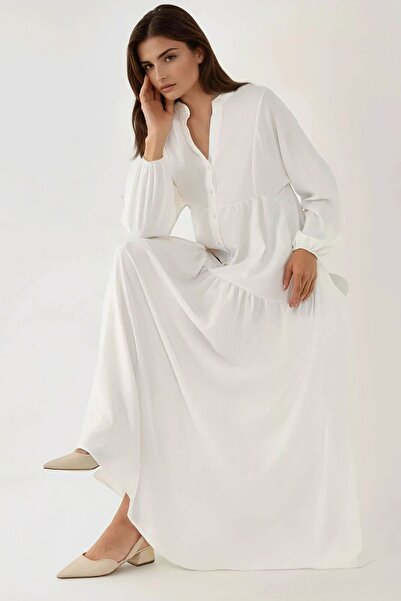 Hiccup Rochie maxi texturată cu decolteu în V și detaliu cu nasturi