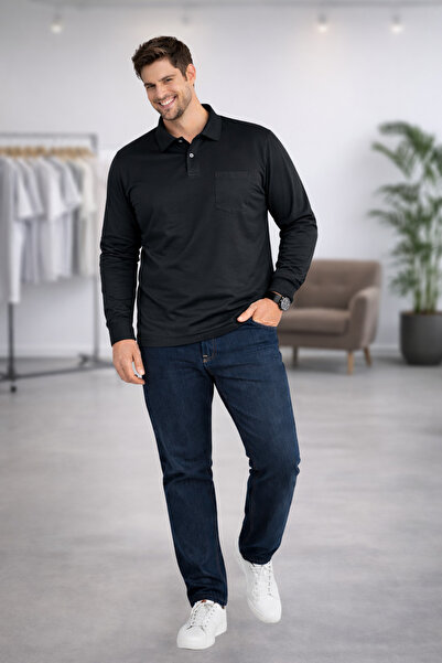 YAKAMEL Cămașă pentru bărbați, cu guler, din bumbac pieptănat, cu nasturi, mâ...