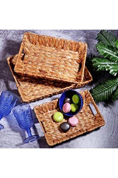 Kosova 3-Piece Wicker Tray Basket Real Wicker Organizer