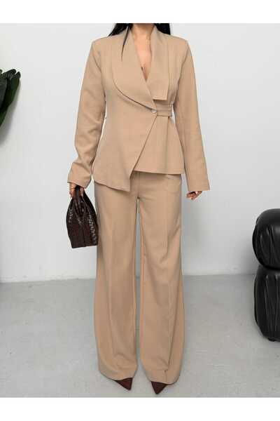 MYGİYİMİSTANBUL Blazer Jacket with Shawl Collar, Single Button Closure and Si...