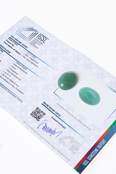 OSMANLI DOĞAL TAŞ Sertifikalı Oval Aventurin Kabaşon (S.K:339)