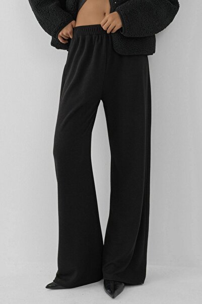 Hiccup Широки панталони с еластична талия и текстурирана плетка