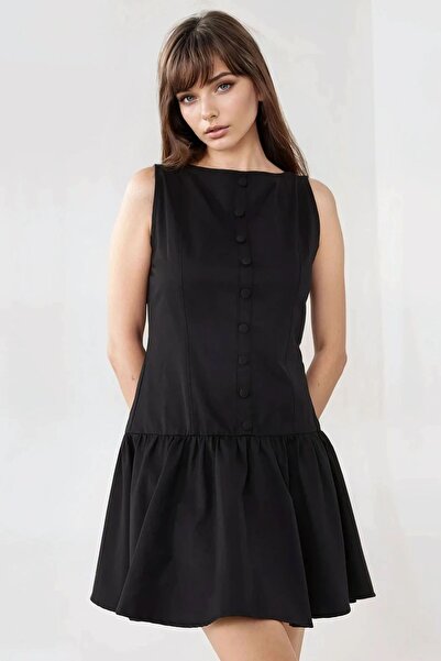 Hiccup Sleeveless Button Detail Woven Mini Dress
