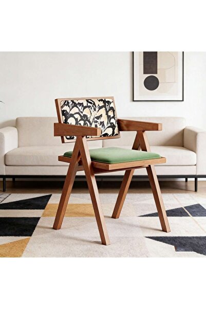 Mtanvxay Retro Rubber Wood Living Room Chair Velvet Fabric Armchair for Multi...