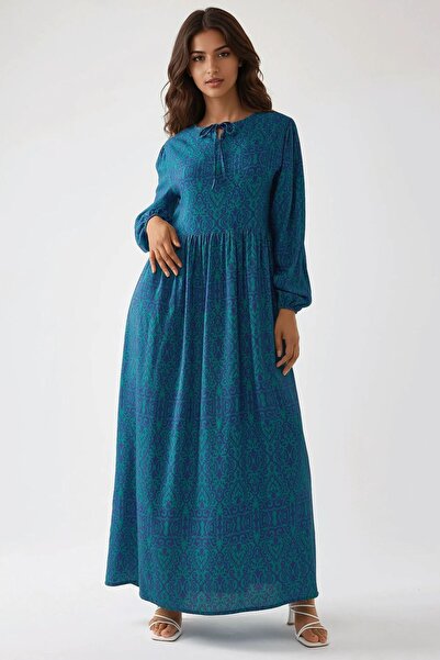 Hiccup فستان محتشم على شكل حرف A مطبوع، رقبة دائرية