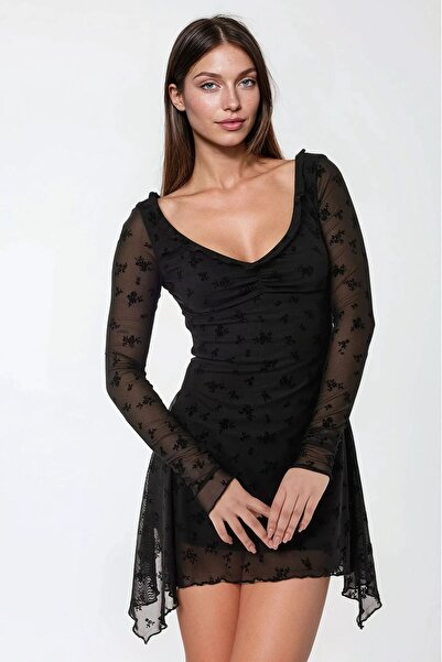 Hiccup Rochie mini mulată cu imprimeu floral și decolteu în V