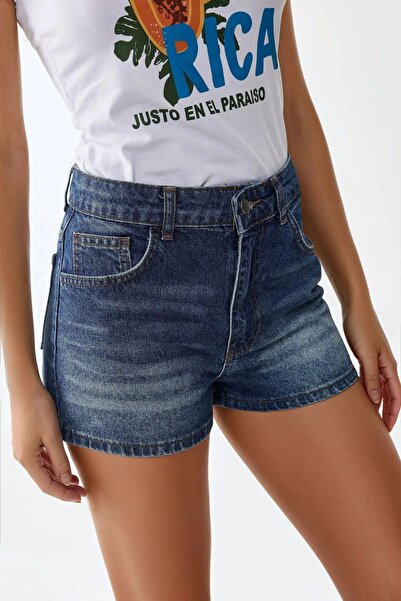 Hiccup Pantaloni scurți din denim cu talie înaltă și deteriorări