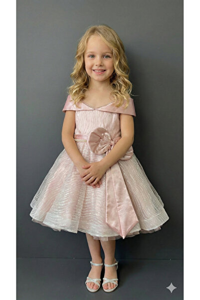 ay yılmaz Kız Çocuk Abiye Elbise Kurdeleli Payetli Fiyonklu Model