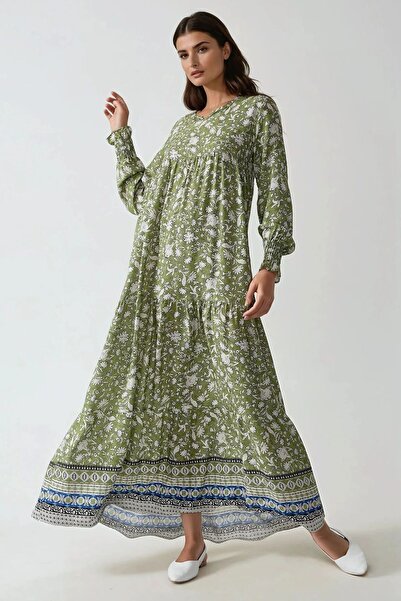 Hiccup Baskılı Viskon Maxi Elbise