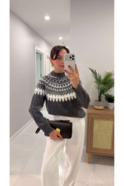 BİRCANÇİL Tricotaje cu model Kerisa Antracit