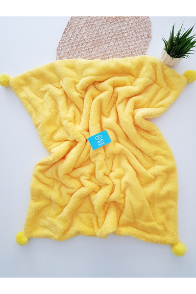 artıbebe بطانية أطفال سميكة من ويلسوفت، طبقة مزدوجة، بوم بوم كبير، أصفر، منتج...