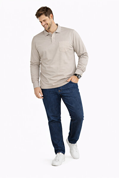 YAKAMEL قميص رجالي بياقة وأكمام طويلة مع أساور متشابكة